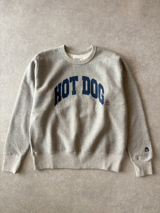 TACOMA FUJI RECORDS / タコマフジレコード HOT DOG COLLEGE LOGO SWEATSHIRT  designed by Shuntaro Watanabe【New Old Stock】