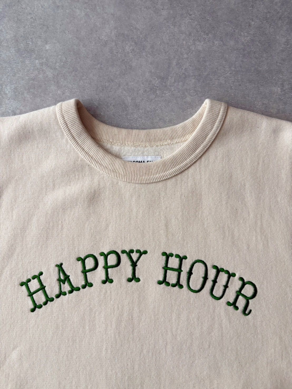 TACOMA FUJI RECORDS / タコマフジレコード  HAPPY HOUR SWEATSHIRT designed by Jerry UKAI 【New Old Stock】
